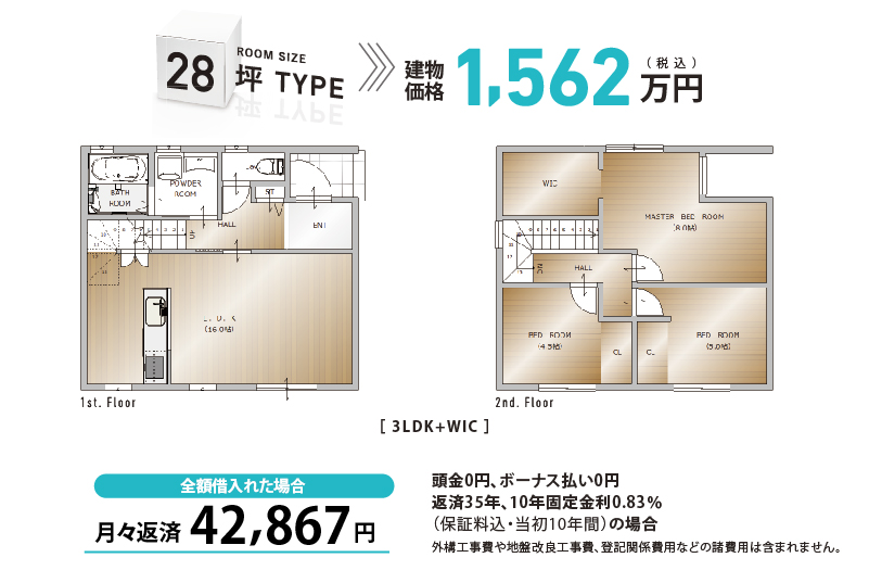 28坪タイプ支払い例：月々返済40,754円
